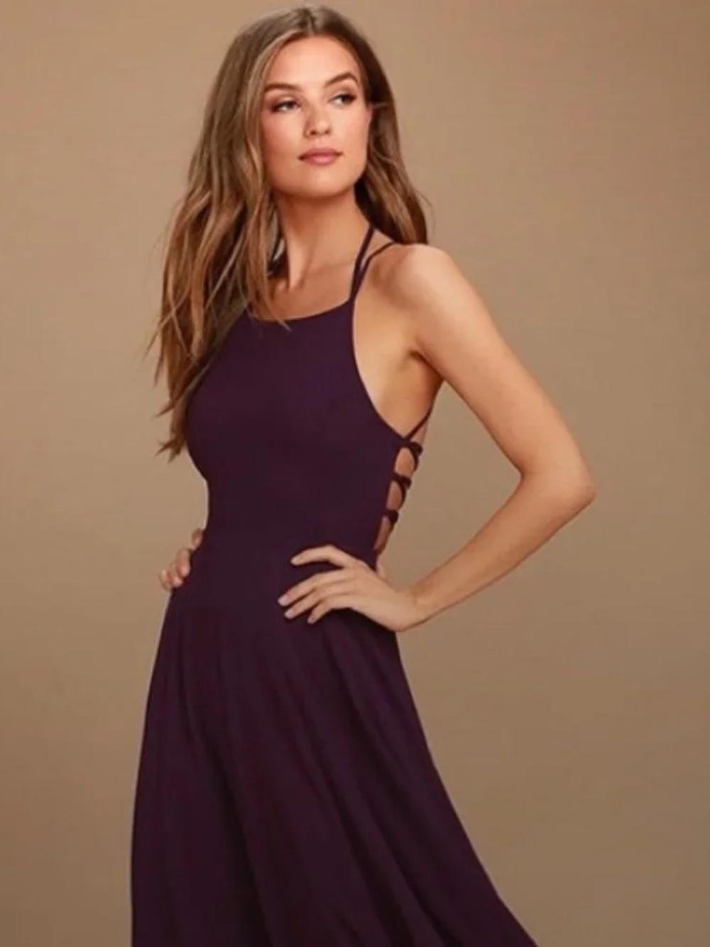 Lulus strappy purple maxi dress